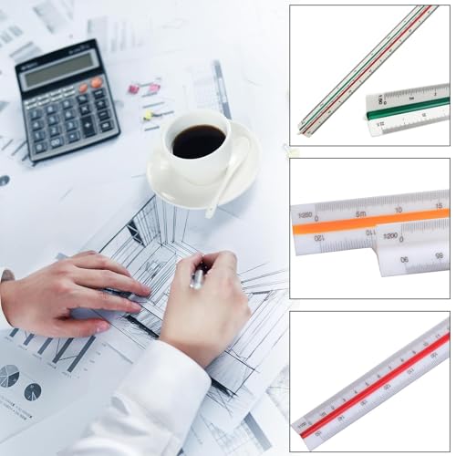 FENGCHUANG 2 Stücke Dreieckiges lineal 30 cm Kunststoff Maßstab Lineal Metrische Skalen 1:20 1:25 1:50 1:75 1:100 1:125/1:100 1:200 1:250 1:300 1:400 1:500 für Architekten Studenten Ingenieure