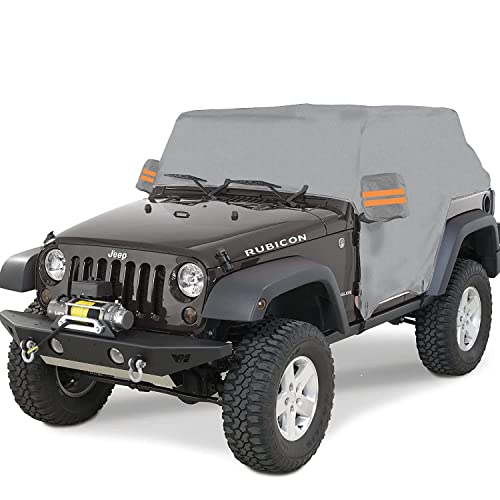 Big Ant Demi Bâche de Protection pour Jeep Wrangler JK JL 1987-2021 à 2 Portes, Housse de Voiture Extérieur Etanche pour Jeep, Anti-Rayure UV Poussière, Résistante, Gris