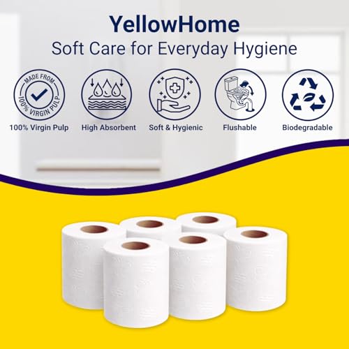 Image of Toilet Paper Roll - (6 Roll x 200 Pulls), 2 Ply Super Absorbent Toilet Tissue Rolls | Soft Toilet Roll for Bathroom | Flushable & Septic Safe | OBA Free Toilet Tissue for Home & Office