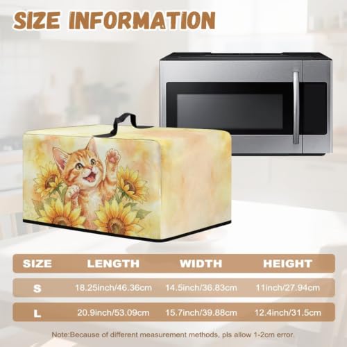 Image of Microwave Oven Dust Cover Decorative Air Fryer Toaster Oven Cover Countertop Microwave Protector for Indoor Kitchen Decor, S, Cat Sunflower Yellow Tie-dye