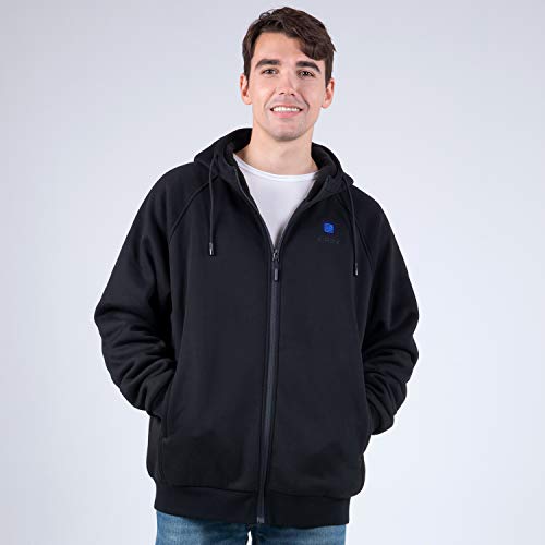 IUREK Sudadera Calefactable ZD940, Sudadera con Capucha Térmica Lavable para Hombre y Mujer, Chaqueta con Powerbank 10000 mAh, 3 Temperaturas, 3 Zonas de Calefacción para Trabajo y Deporte en Invierno