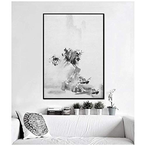 Peinture Verrue art toile encre et laver paysage tableau de maître 50x70