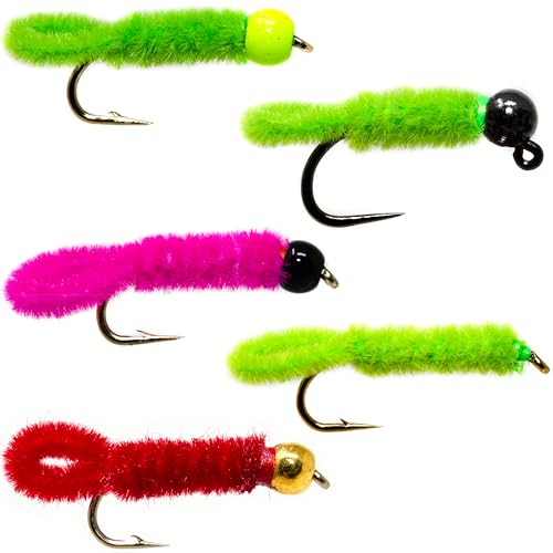 12 Green Weenie Jig Fly, Bead Head Pink Weenie, Red Weenie - Euro Nymph, Caddis Nymph Fly Fishing Flies for Trout Bass Fishing