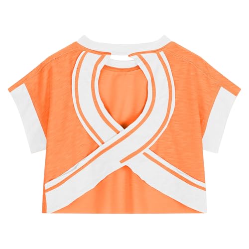 4-14T Baby Girls T-Shirt Tops Fashion Wrinkles Back Hollow Short Sleeves O-Neck Soft Comfy Tees Oversized Shirts4