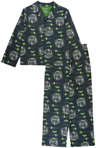 Disney Boys' Lightyear 2-Piece Loose-Fit Button Down Pajamas Set , SPACE HERO, 10