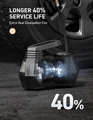 Astroai Tire Inflator Portable Air Compressor Air Pump For Car Tires - Car Accessories, 12V Auto Tire Pump With Digital Pressure Gauge, 100Psi With Emergency Led Light For Bicycle, Balloons Ac220R #TOP6