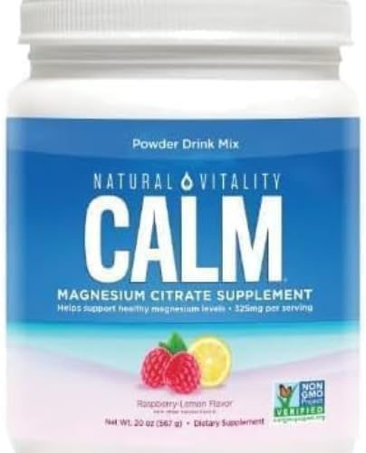 Natural*VitaIity Calm Magnesium Citrate Powder, Raspberry Lemon Flavor. 20 oz