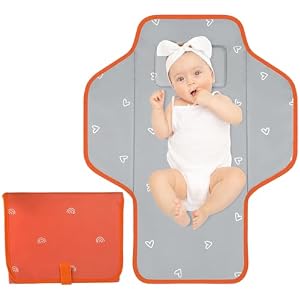 Baby Portable Changing Pad Travel - Waterproof Compact Diaper Changing Mat with Built-in Pillow - Lightweight & Foldable Changing Station, Newborn Shower Gifts