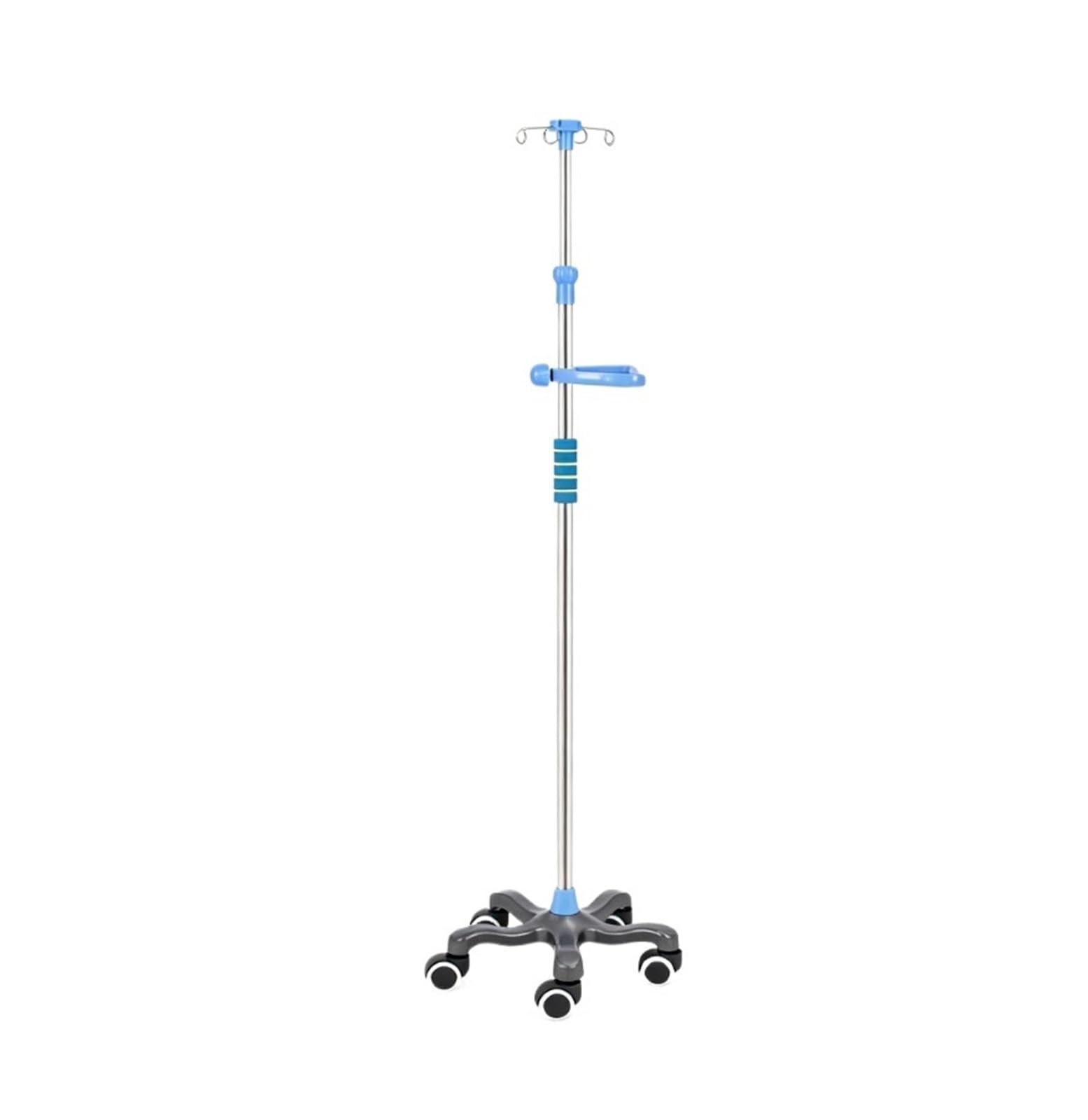 Poste de soporte intravenoso portátil con asa rodante IV portabotellas | Poste con Ruedas Regulable en Altura, for Atención Clínica en el Hogar