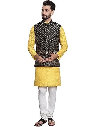 Image of SOJANYA (Since 1958 Men's Silk Blend Kurta and Pyjama with Nehru Jacket