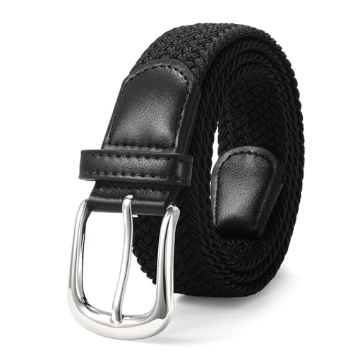 JasGood Gürtel Damen Geflochtener Elastischer Gürtel,Verstellbarer Stretchgürtel,3.3cm Breite für Jeans und Hosen, Unisex Dehnbarer Stoffgürtel