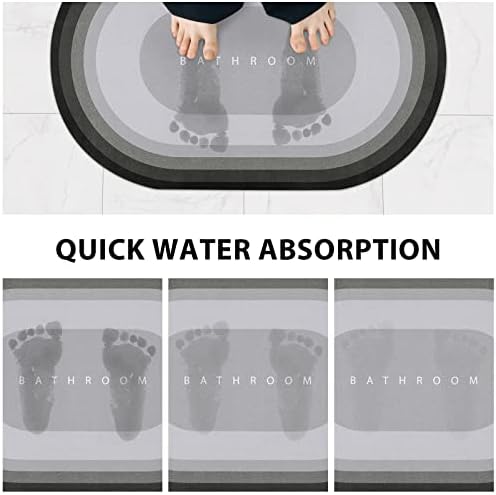 comfoyar Bath Mat Super Absorbent Bathroom Rug, Soft and Non Slip Bathroom Mats, Machine Washable Quick Dry Bath Carpet for Bathroom, Shower, Bathtub, Sink, 40 × 60 cm, Grey Oval