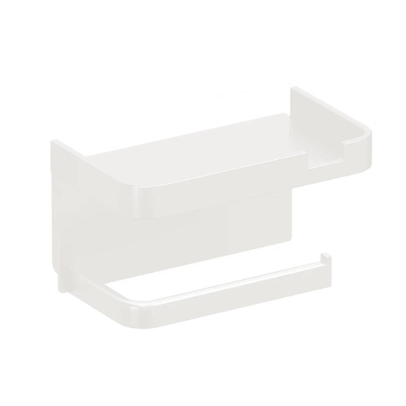 Plastic Toilet Paper Holder, Wall Mounted Toilet Paper Roll Holder Storage Rack, No Drilling Required，Strong Load-Bearing Capacity， Suitable for Bathrooms, Toilets, and Kitchens(White,2PCS)