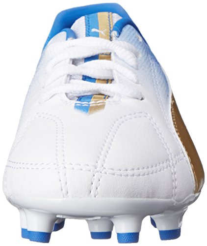 PUMA Mb 9 Firm Ground JR Soccer Shoe (Infant/Toddler/Little Kid/Big Kid) , White/Team Gold/Team Power Blue, 3.5 M US Big Kid2