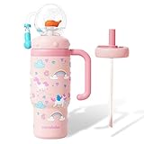 Whale Fountain Tumbler - 24oz Stainless Steel Whale Fountain Tumbler with Handle,Water Cup with Straw and Lid for Adults Kids (Monster)