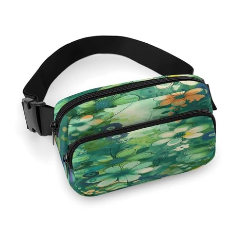 Sac banane léger à motif floral vert saisonnier | Élégance et confort en voyage