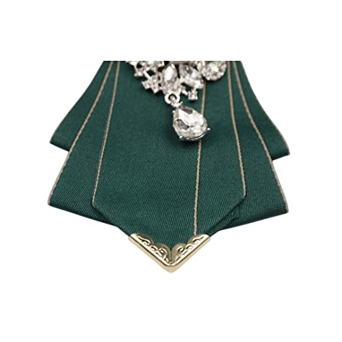 Topz Black Bowtie For Men Ribbon Tie Rhinestone Necktie Shirt Collar Luxury Fashion Jewelry Bow Brooch Pin Carvat For Women (Green) #TOP5
