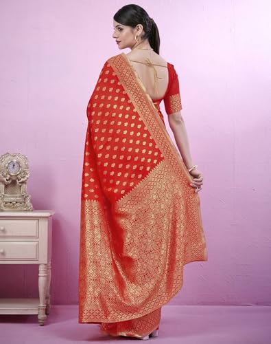 Image of SIRIL Women's Banarasi Soft Silk Saree Pure Silk with Unstitched Blouse Piece