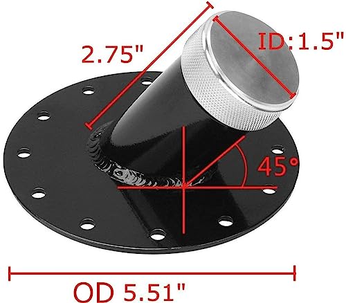 45 Degree Bend 12-Bolt 5.51" Outside Diameter Fuel Cell Gas Tank 1.5" Remote Fast Fill 2.75" Filler Neck&Cap Black #TOP2