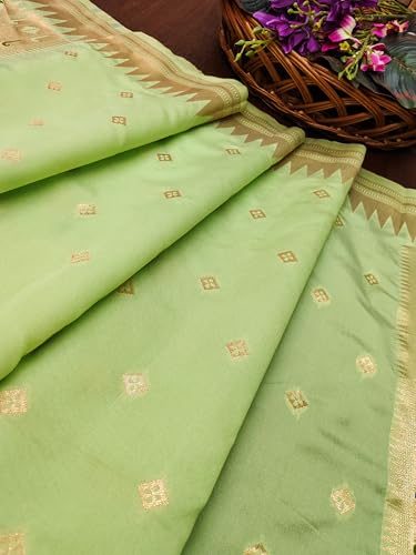 Image of DEVANGI Women's Woven Paithani Banarasi Silk Dupatta /Chunni For Women, Floral Print 1 Meter Wide and 2.3 Meter Length Printed Designer Dupatta /Chunni For Girls