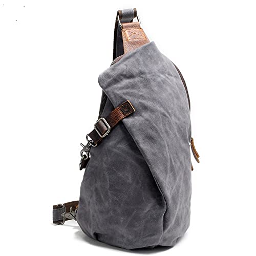 Mochila bandolera de lona encerada para hombre - gris - Canvas