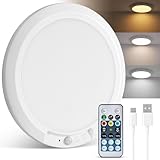 wowatt 10000mAh Rechargeable Ceiling Light with Remote, 3 Color Temperatures & Brightness Dimmable, Wireless Ceiling Light with Magnetic Design, Battery Ceiling Light for Shower Hallway Pantry