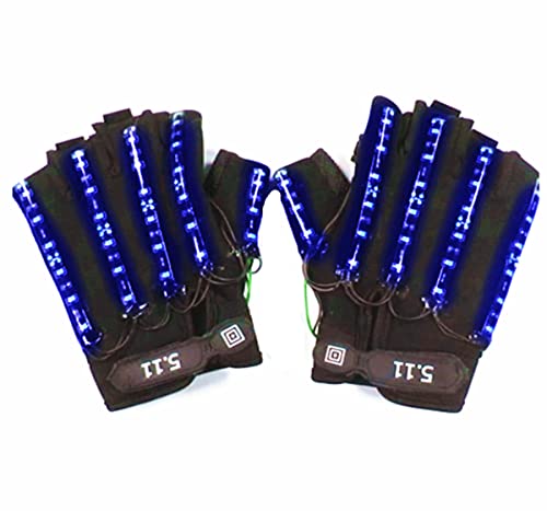 Gants Flash LED, EONYUANGUO Gant LED sans doigts LED Light Up Gants LED Jouets Gants Rave pour la fête Halloween Noël cadeau d'anniversaire (Bleu) Cover