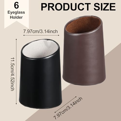 Ubamdom 6 Pack Eyeglasses Holder Stand Protective Sunglasses Holders, PU Leather Glasses Stand Case Holder For Eyewear, Reading Glasses, Desks, Nightstands (Black/Brown) - Thumbnail 2