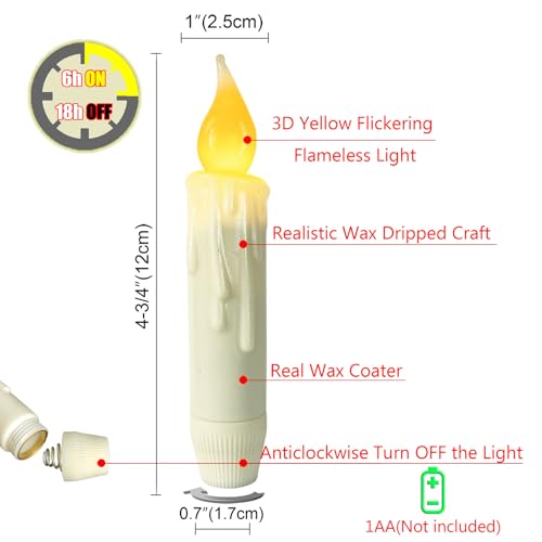 Real-Wax-Short-Flameless-Taper-Candles-Battery-Operated-with-Timer4-Inch-Ivory-LED-Taper-Candles-Flickering-Flameless-Candlesticks-Country-Primitive-Christmas-Halloween-DecorationsSet-of-2-PCS Real Wax Short Flameless Taper Candles Battery Operated with Timer4 Inch Ivory LED Taper Candles Flickering Flameless Candlesticks Country Primitive Christmas Halloween DecorationsSet of 2 PCS