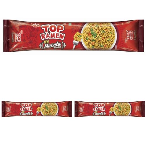 Image of Top Ramen Classic Masala Noodles | 100% Desi Spicy Flavor, Saucy Instant Noodles for Family Meals | Quick & Tasty Comfort Food, 480 gm (Pack of 3)