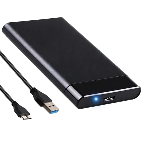 Boitier Disque Dur 2.5 Pouces, USB C 3.0 Gen 2 Boîtier Disque Dur Externe USB 3.0 Boitier Externe Disque 5Gbps avec Câble USB 3.0 pour SATA HDD et SSD de 2,5'' et 7 mm/9.5 mm,Supporte UASP&Trim