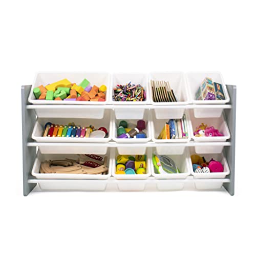 Image of Humble Crew Made for Me Kids Toy Storage Organizer with 12 Storage Bins, Grey /White