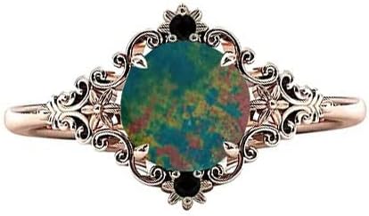 blood stone Engagement Ring Antique Floral Wedding Ring Art Deco Filigree Wedding Ring Vintage Moss Agate Bridal Anniversary Ring For Women