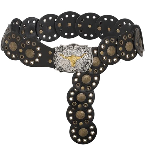 ELABEST Western Disc Belt Concho Belts Boho Cowgirl Belt Accessories for Women Jeans Dress
