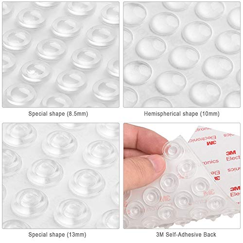 Shintop 150 Pieces Furniture Bumpers, Clear Adhesive Buffer Pads Noise Dampening for Doors Cabinets Drawers (3 Sizes)