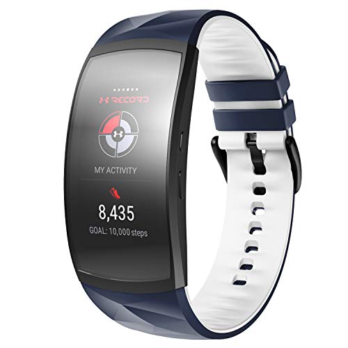 NotoCity Compatible Con Correa Gear Fit 2 / Gear Fit 2 Pro Silicona Pulsera de Repuesto (S, Amada+Blanco)