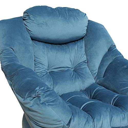 Goldsun Accent Chair Lazy Reclining Armchair With Removable Metal Legs And High-Density Foam, Comfy Velvet Fabric Upholstered Single Sofa Chair For Living Room, Bedroom, Office (Blue) #TOP5
