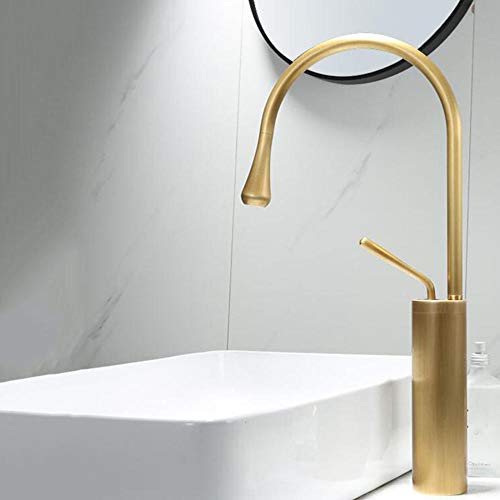 Robinet mitigeur de lavabo haut antique en laiton pour vasque à poser