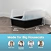 IRIS USA XX-Large Open Top Cat Litter Box with High Sided Walls Tall Scatter Shield Scoop Included Easy Clean Plastic Pan for Big Cats Kittens Multi-Cat Households 30"L x 20"W x 14"H Black