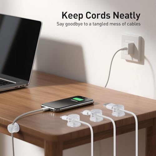 AGPTEK 8er magnetische Kabelhalter, 360° drehbare Kabelclips mit starken Klebepads, Selbstklebende Kabelklemmen, Kabel Organizer für Schreibtisch, Wand, Kabelmanagement für Netzkabel, HDMI, Ladekabel