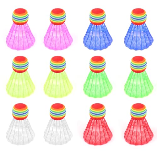 WPPQWP Volantes para niños, coloridas pelotas de bádminton de nailon, pelotas de volante, volantes para principiantes, al aire libre, 12 unidades, adecuados para principiantes y niños, deportes de
