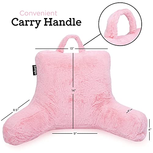 Milliard Reading Pillow With Shredded Memory Foam For Kids, Sit Up Floor Gaming Chair Bed Pillow With Faux Fur Washable Cover –14X13 Inches (Pink) #TOP4
