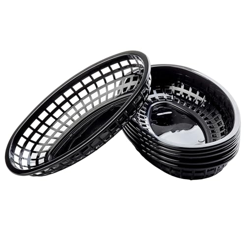 Cesta ovalada negra de plástico resistente para panadería, tapas y restauración 4