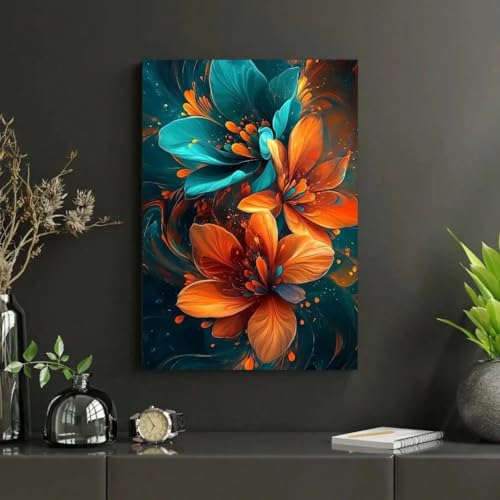Tableau sur toile floral orange vif pour illuminer votre intérieur de bonheur