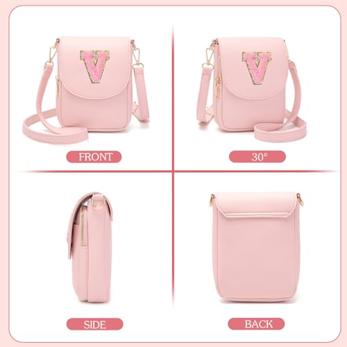 Image of Viverte Crossbody Purse for Teen Girls Small Initial Cell Phone Toddler Purse Leather Triple Compartment Crossbody Bags