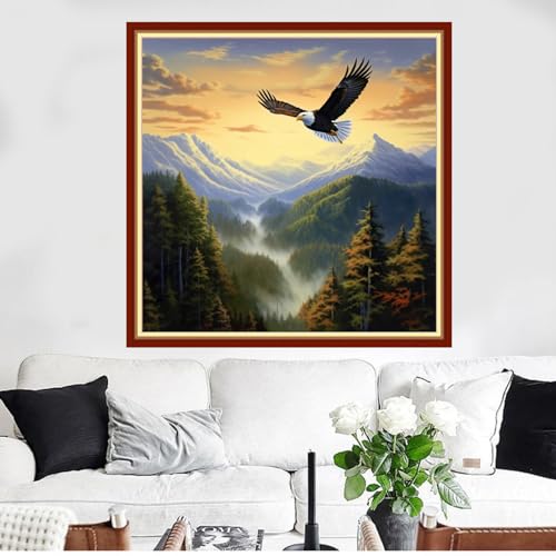 Image of Funxvoot Stamped Cross Stitch Kits Beginners Full Range of Embroidery Kits for Adults 11CT Embroidery Patterns Needlepoint Kits Printed Cross Stitch Kits - (Eagles Soaring 18x18 inch)