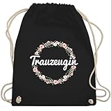 JGA Verkleidung: Süßer Aufdruck mit Schriftzug und Blumenkranz für Trauzeuginnen