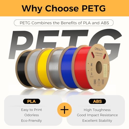 Image of Creality PETG Filament 1.75mm, Hyper PETG Filament High Speed 30-600mm /s High Toughness Chemical Resistance 3D Printer Filament, 1KG Cardboard Spool(2.2lbs) (Black)