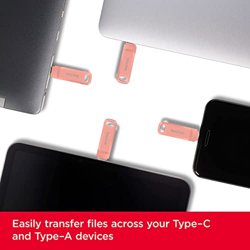 Image of SanDisk 128GB Ultra Dual Drive Go USB Type-C Flash Drive, Peach - SDDDC3-128G-G46PC