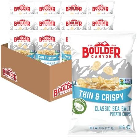 Boulder Canyon Thin & Crispy Classic Sea Salt Potato Chips, 6 OZ (Pack of 12)